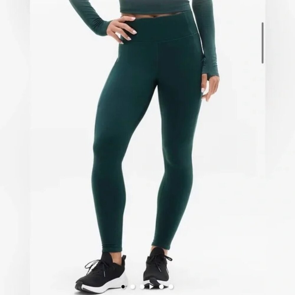 Athleta Altitude Stash Tight Polartec Power Stretch Fleece Leggings Green Size M